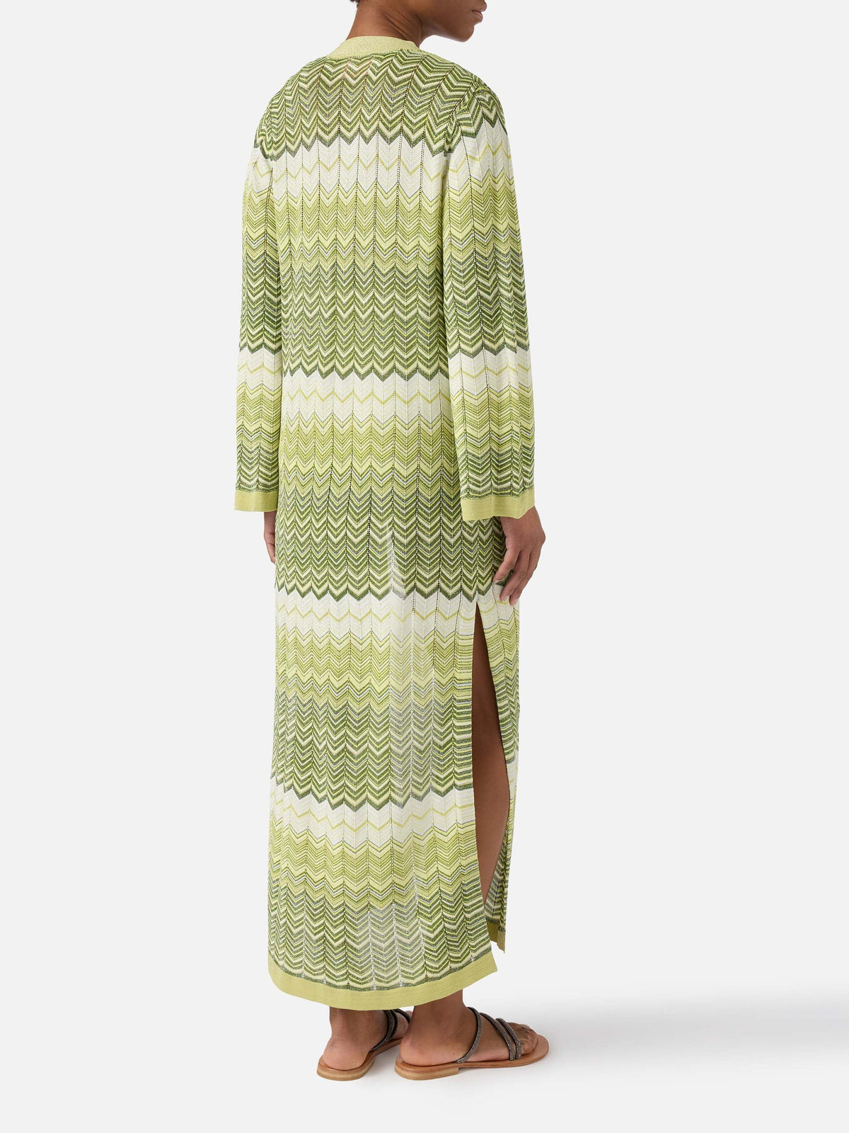 Green Tonia long cardigan in knit