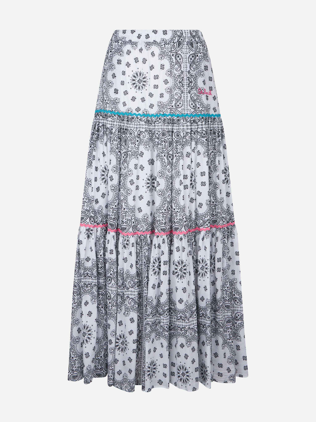 Cotton long skirt Rambla with bandana print