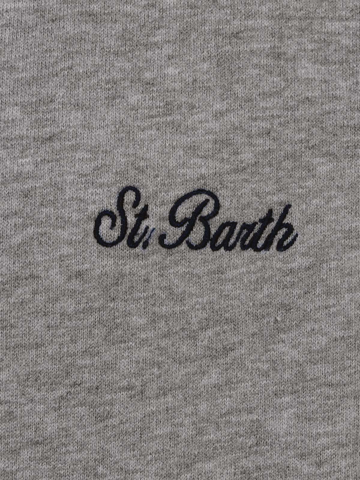 Tribeca cotton sweatshirt in grey melange solid color with logo embroidery