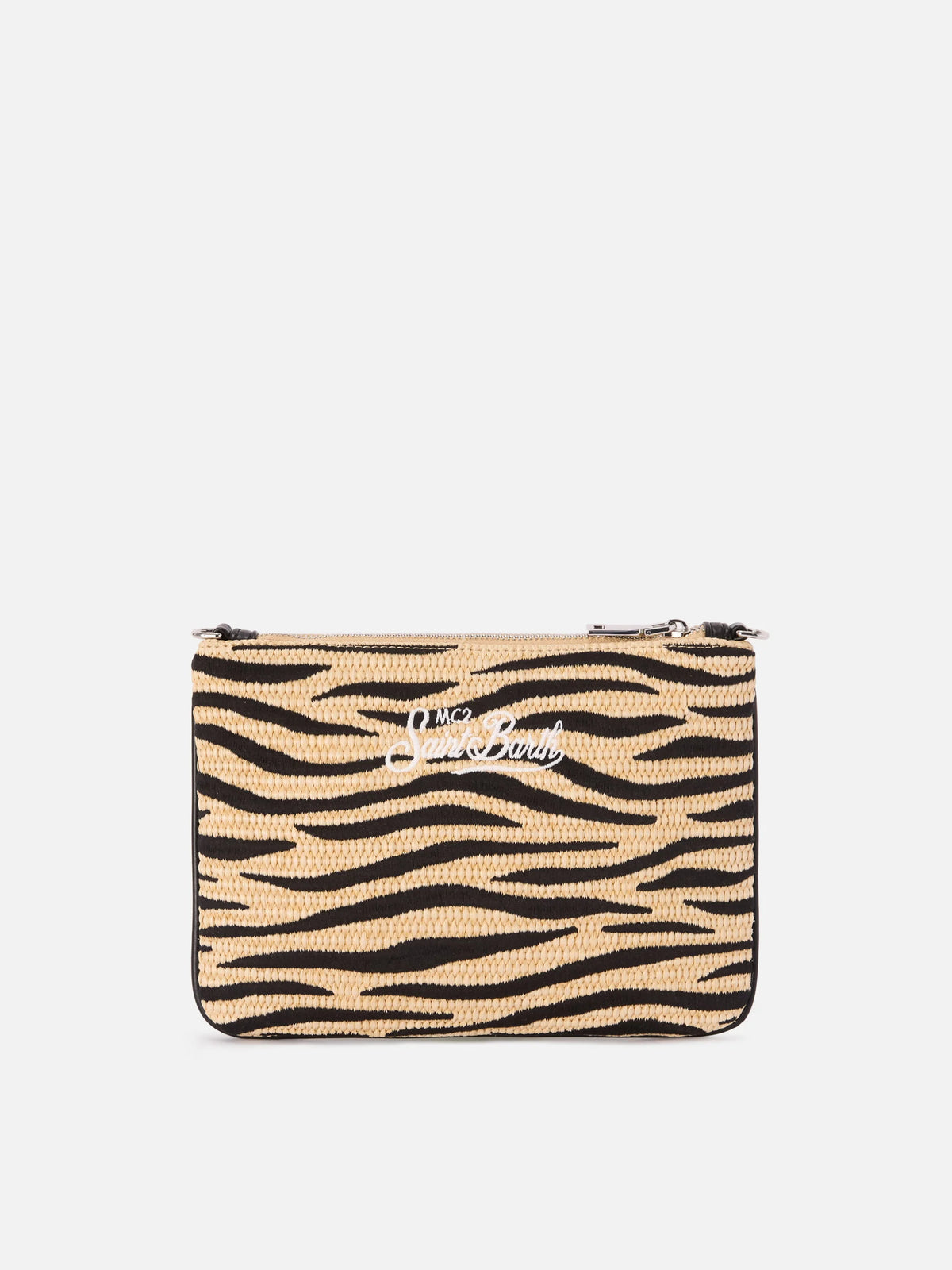 Parisienne embroidered zebra pouch with removable strap