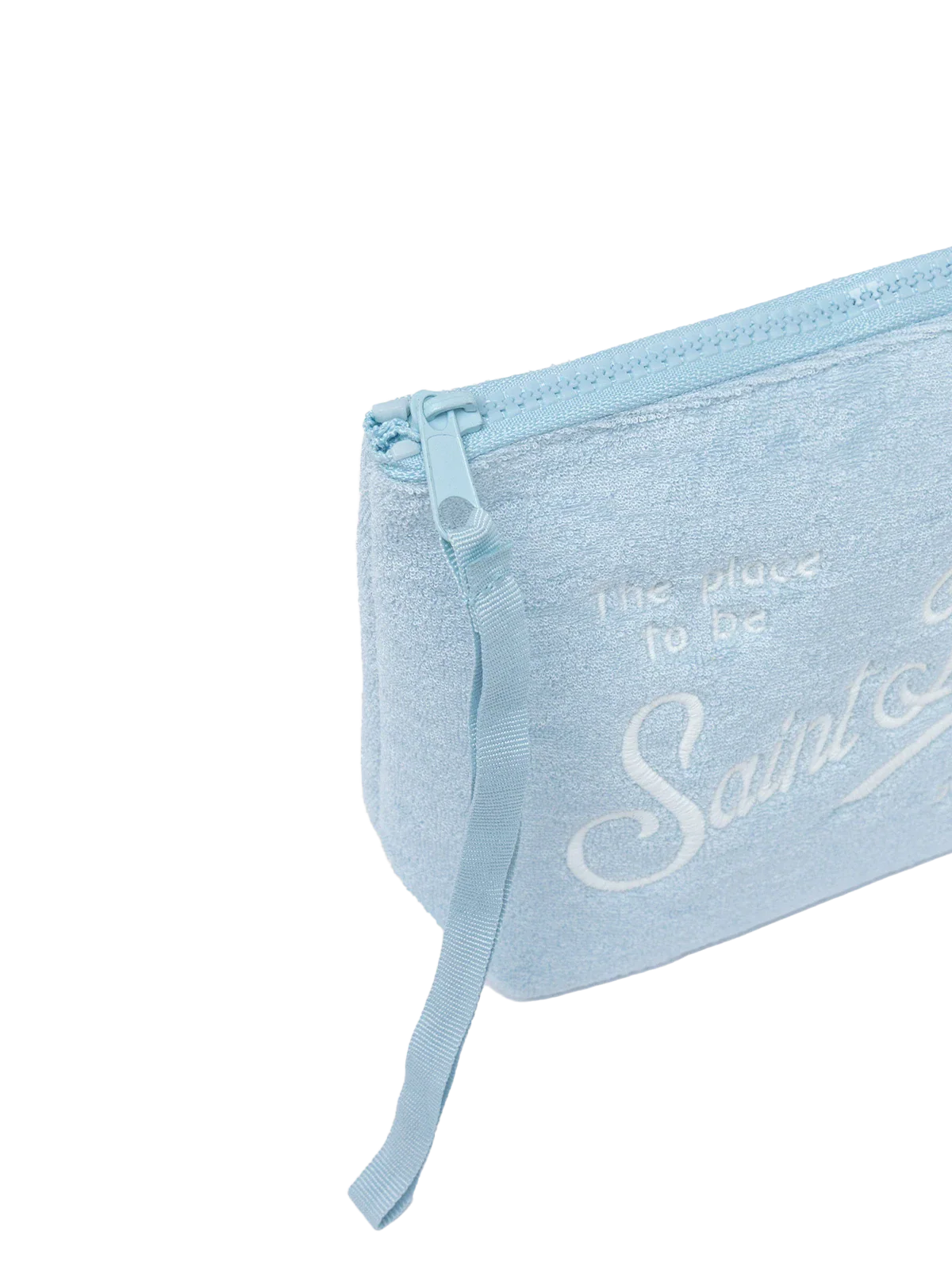 Aline light blue embossed terry pochette