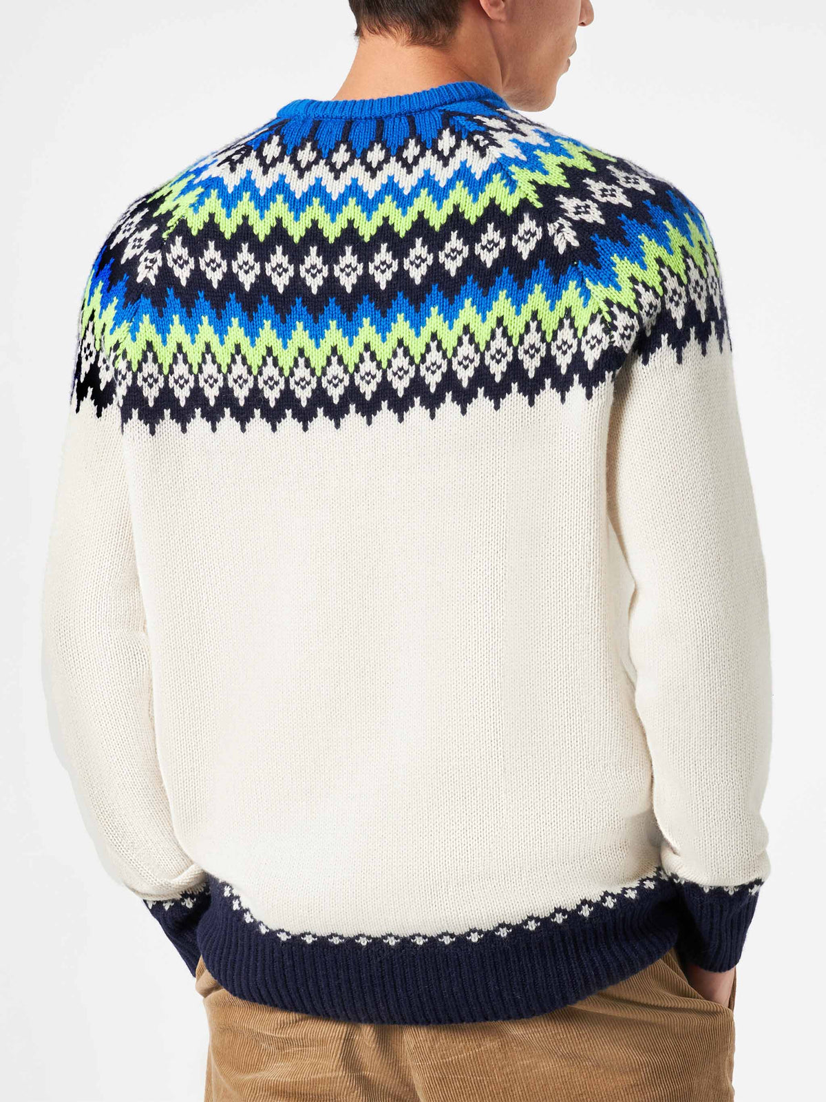 Crewneck sweater Heron with fair-isle jacquard