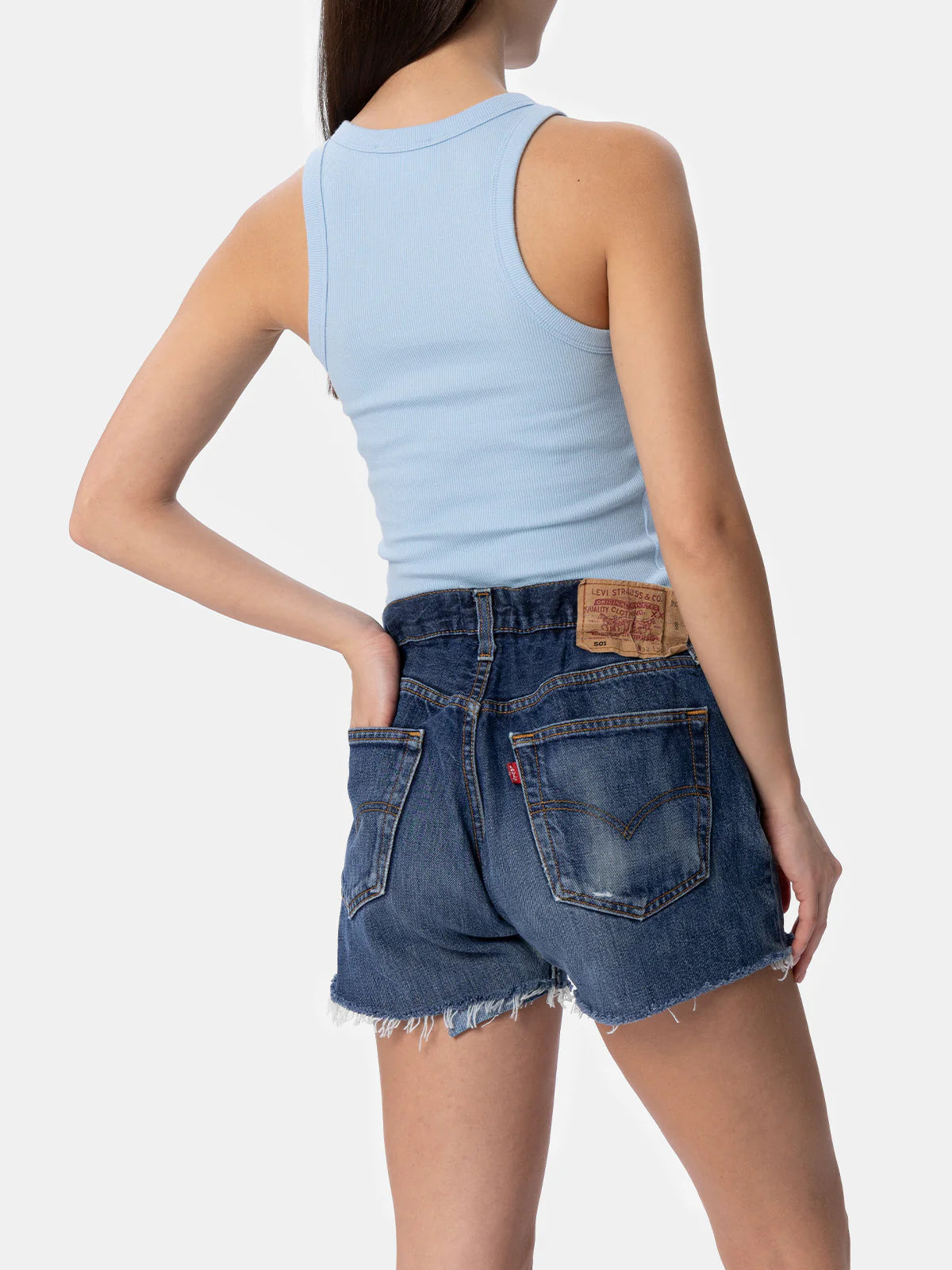 Ada light blue ribbed cotton tank top