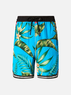 Floral print swim shorts surf style