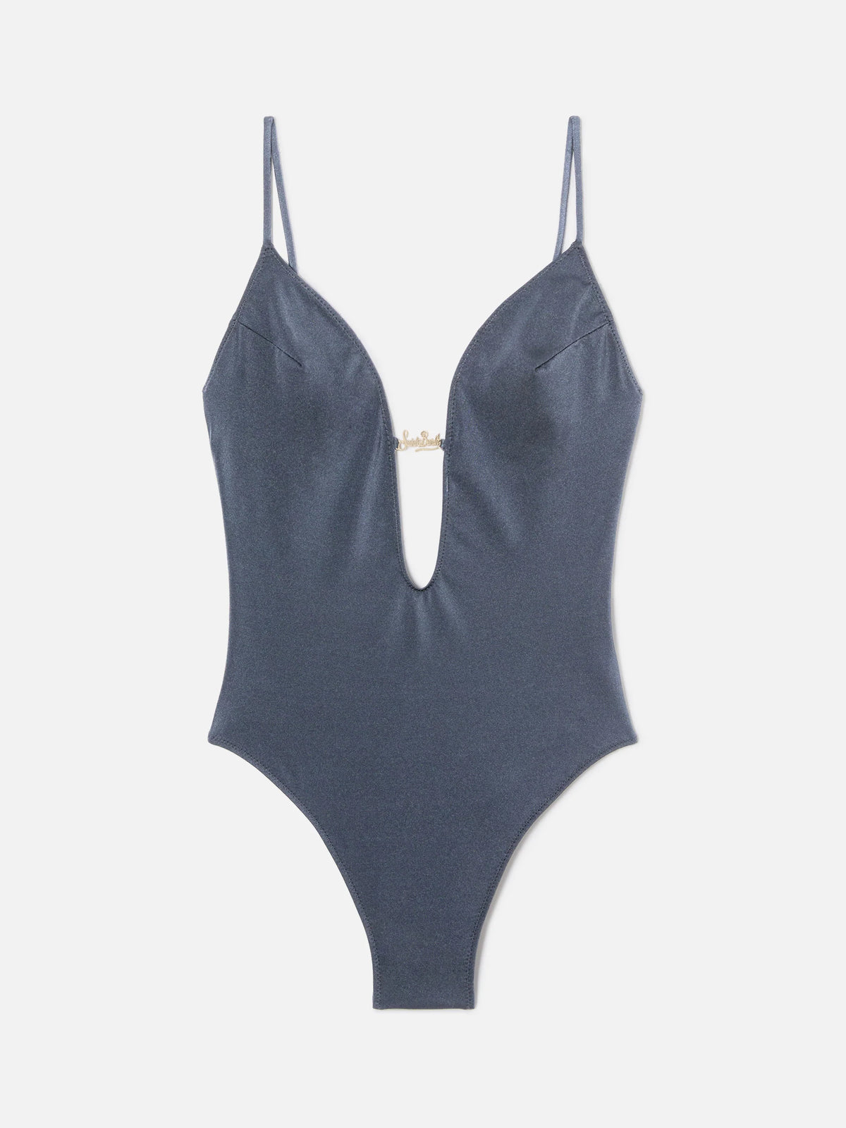 Crunchy Plate one-piece swimsuit glossy finish with logo plaque