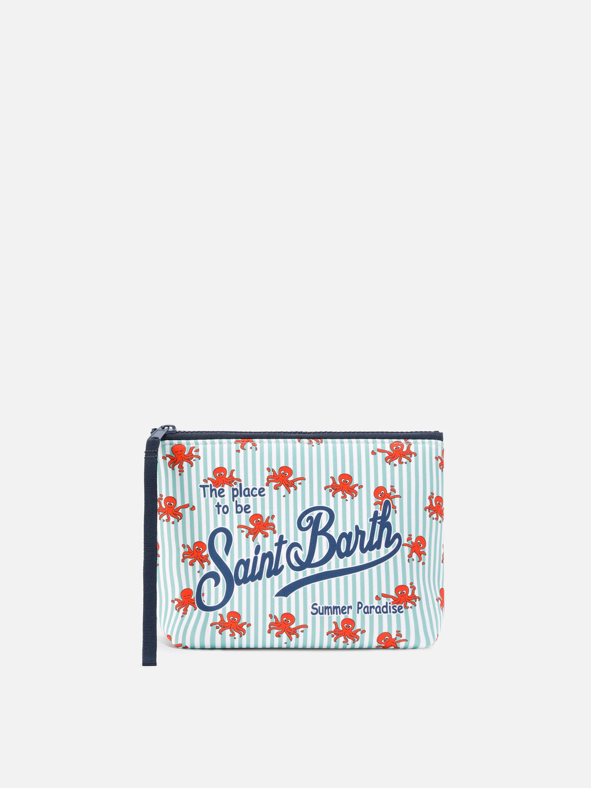 Aline scuba pouch with striped octopus print