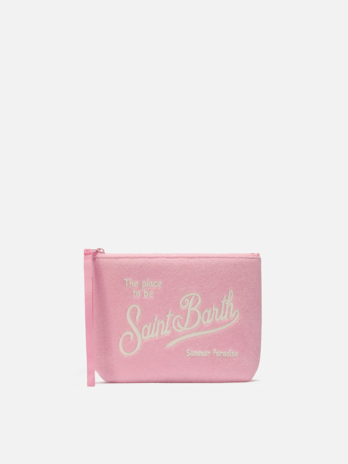 Aline pink terry-effect pouch