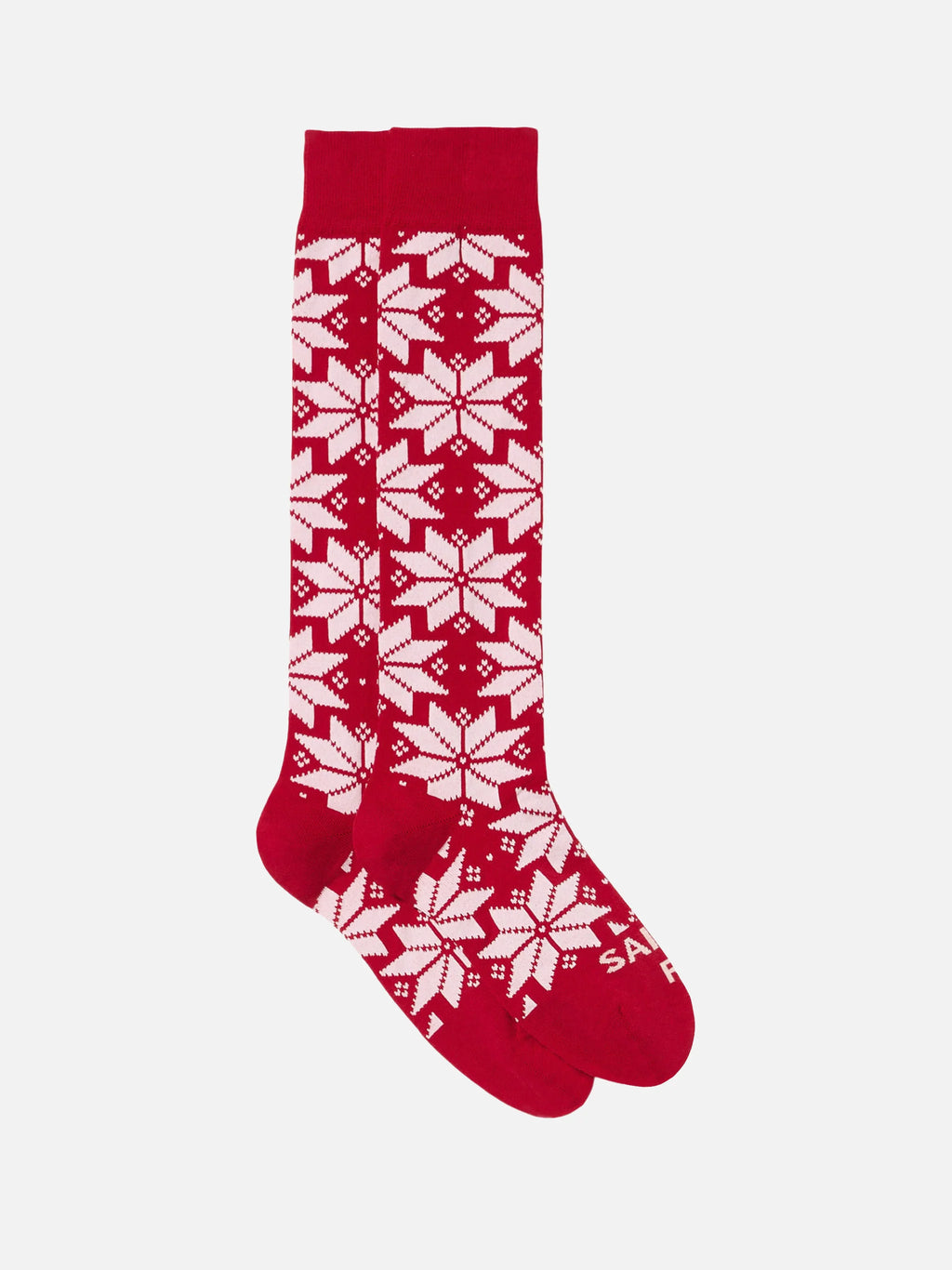 Long socks with red nordic pattern