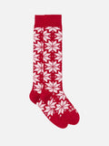 Long socks with red nordic pattern
