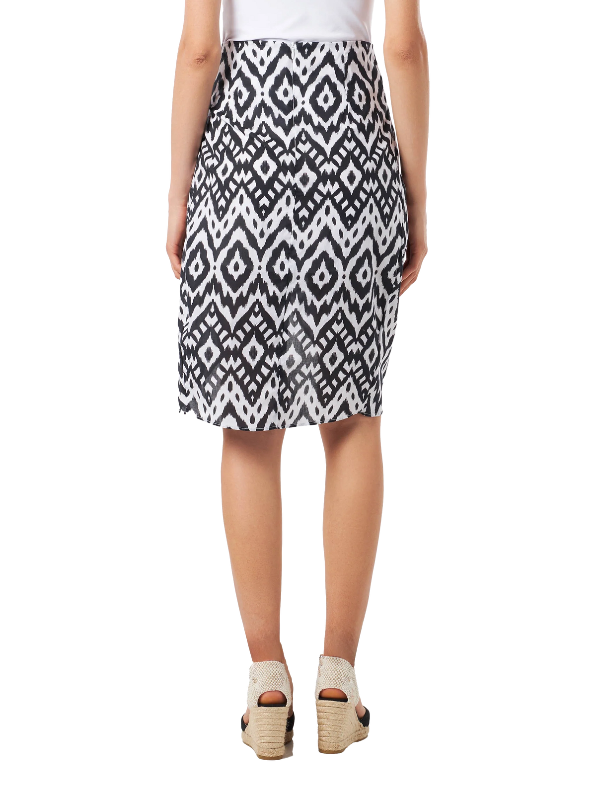 Amanda black and white ikat midi skirt
