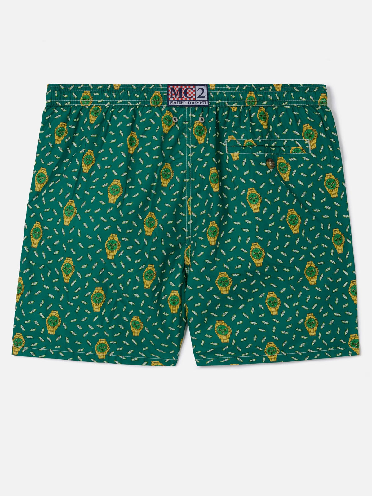 Green Lighting Micro swim shorts with rich mayer all-over print