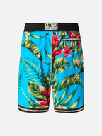 Floral print swim shorts surf style