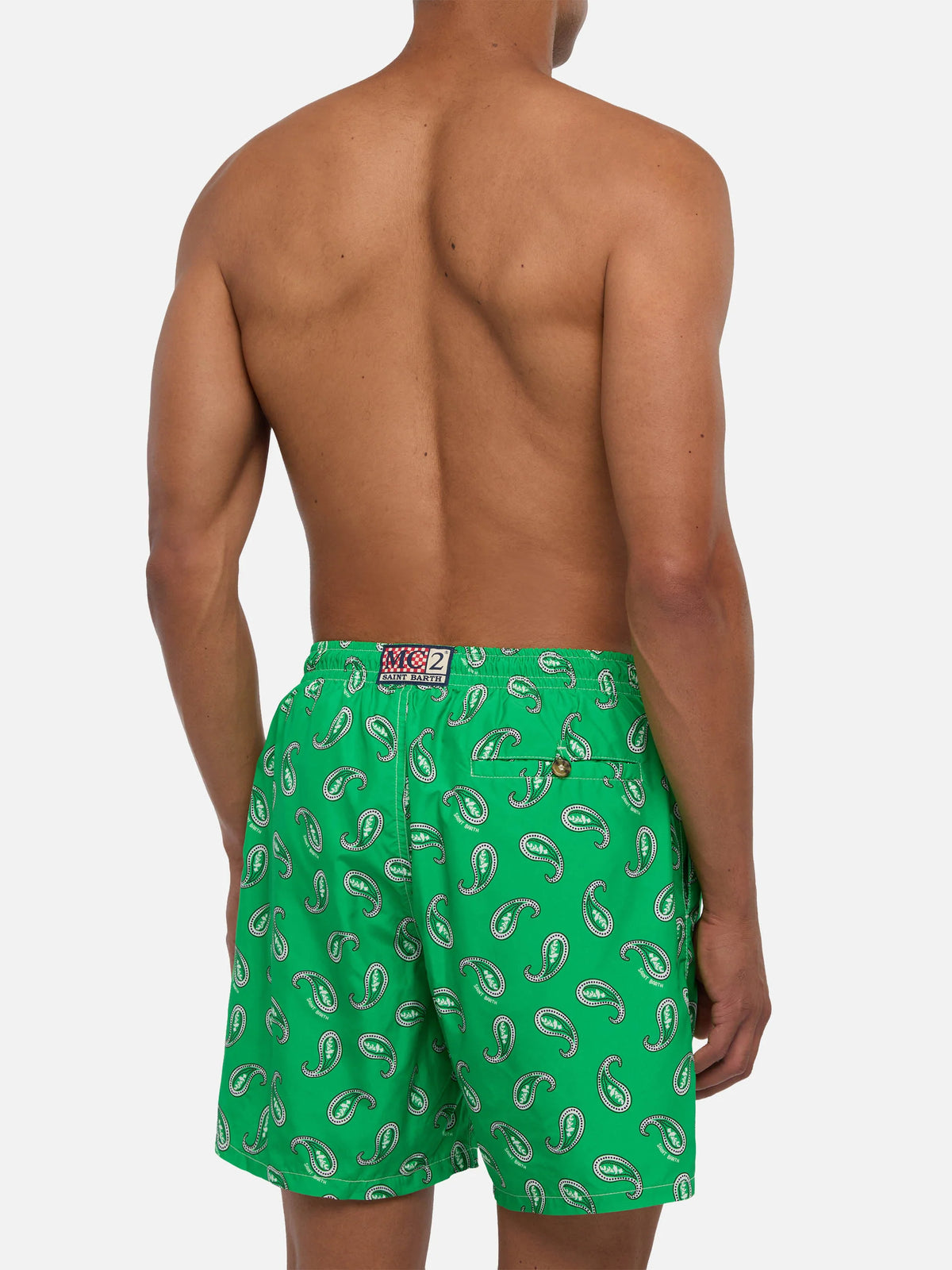 Green paisley Caprese swim shorts