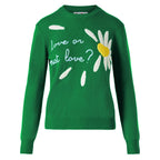 New Queen green brushed sweater with Love or not embroidery