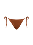 Paloma Naomi plunging bralette bikini in brown with rhinestone embellishments