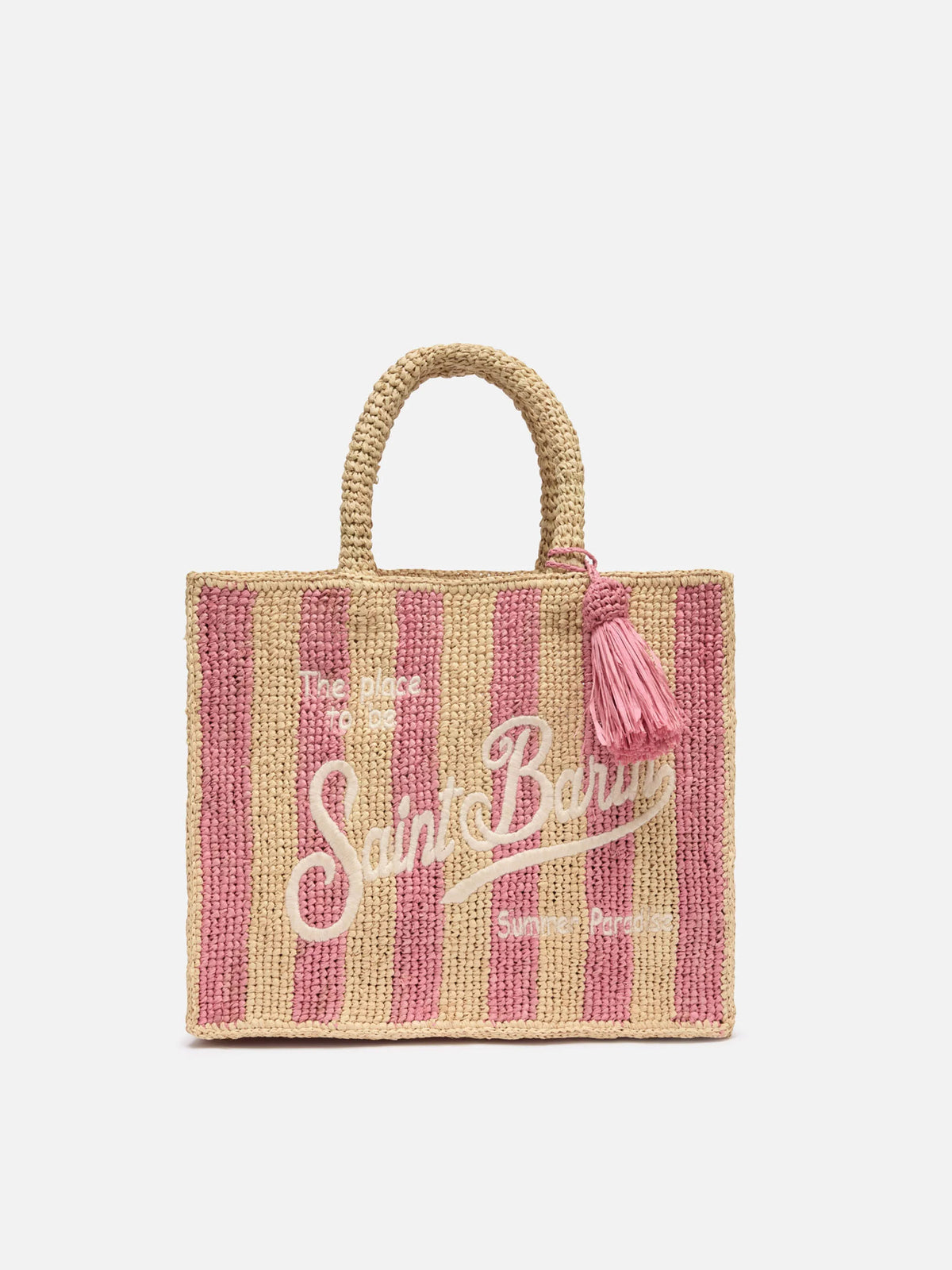 Foutas beach towel with pink and white stripes