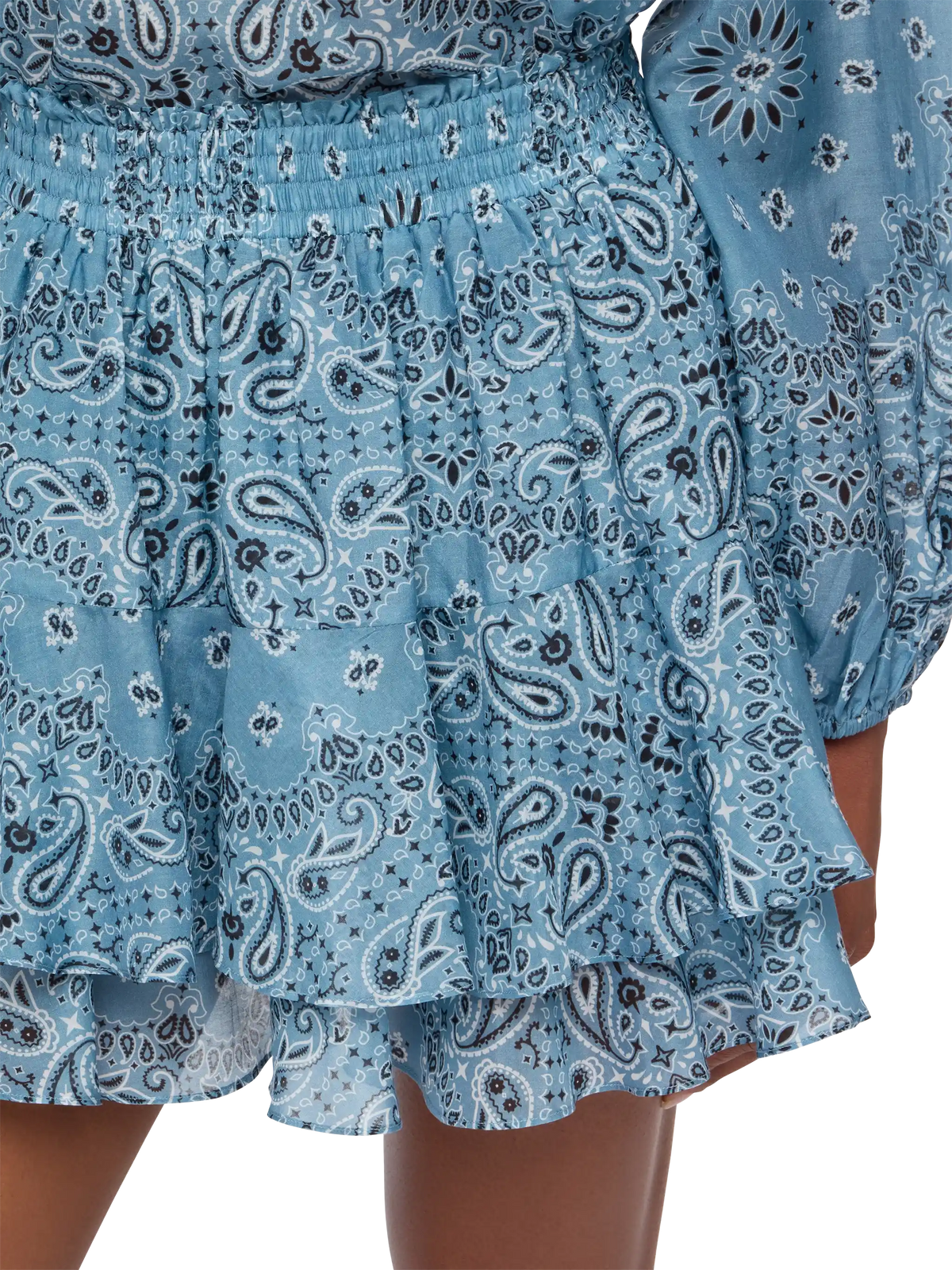 Eivissa ruffled mini skirt in silk voile with bandana print