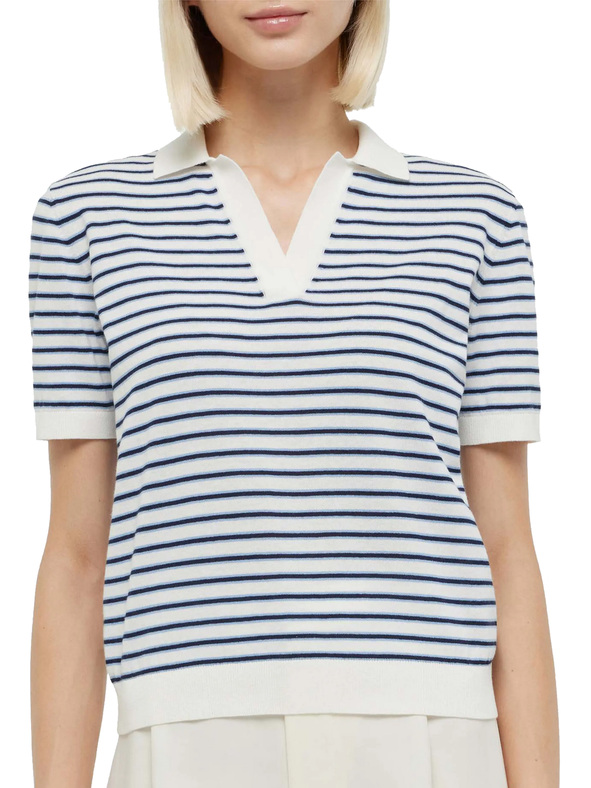 Blue striped knitted polo Evonne