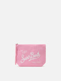 Aline pink solid color linen pouch