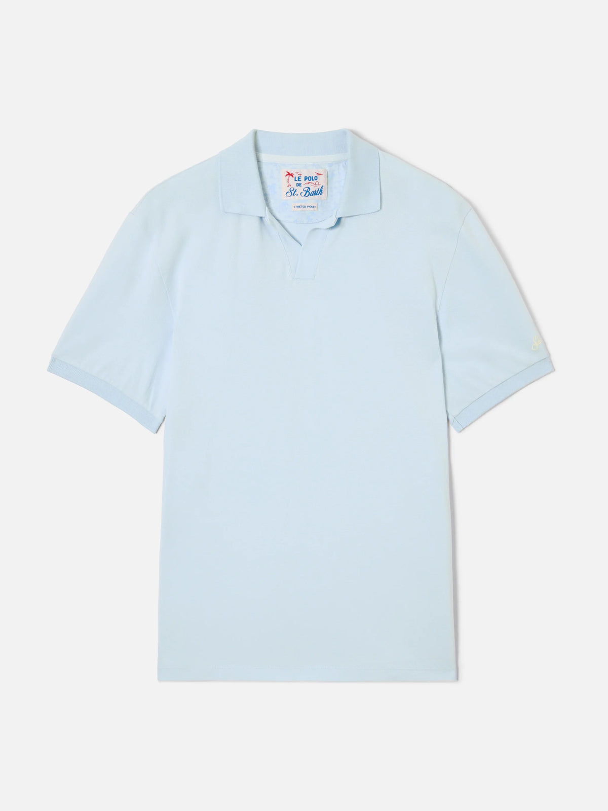 Charles polo in light blue cotton piquet