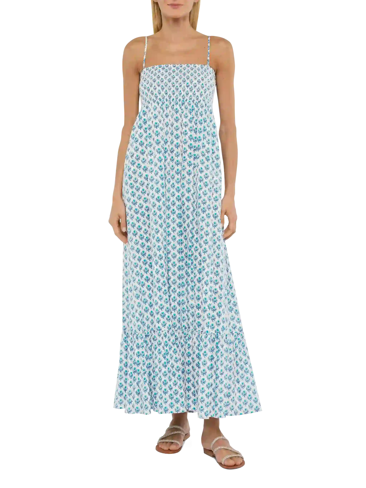 Colette Sponge light blue striped terry handbag