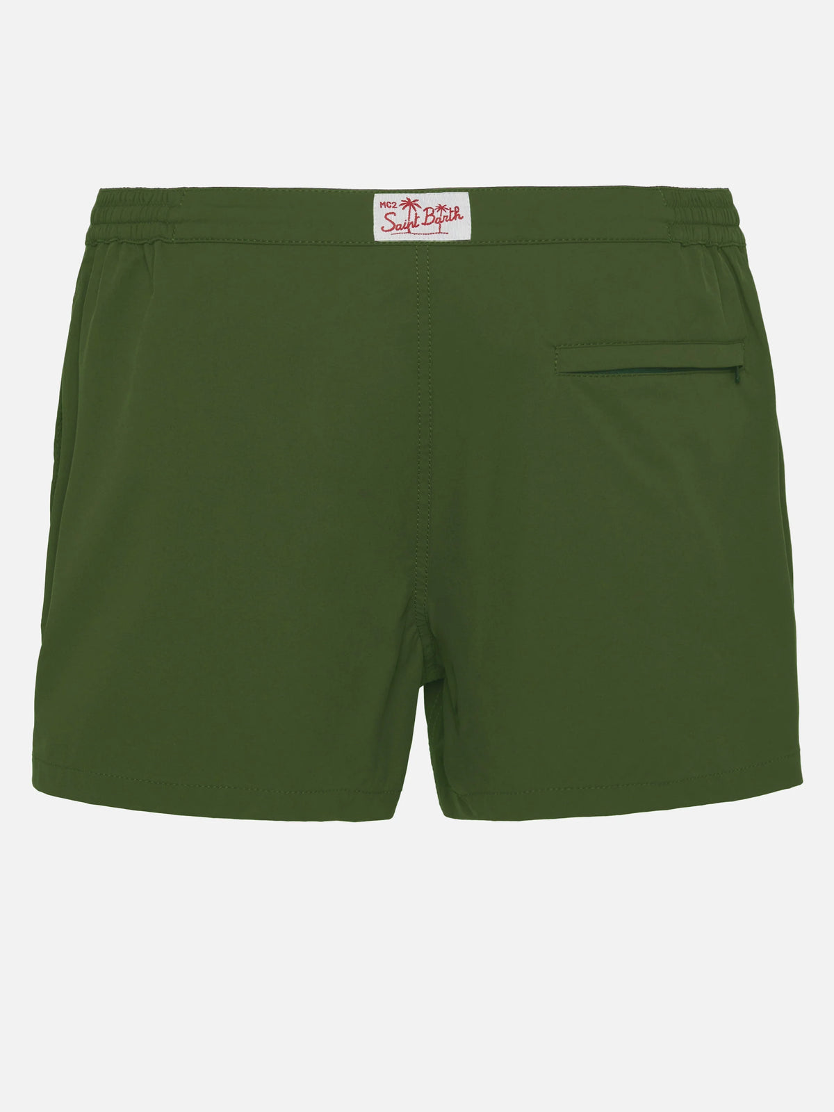 Harrys military green fitted cut swim shorts
