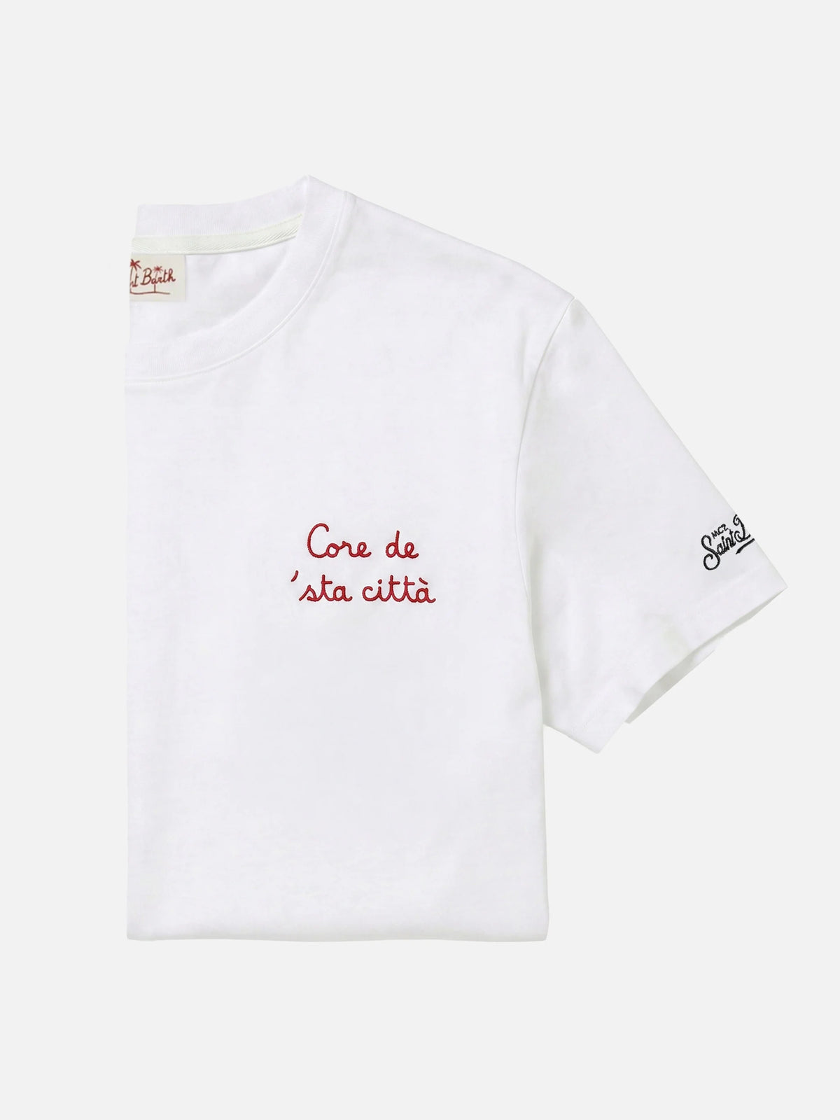 Classic fit cotton jersey t-shirt Portofino with Core de 'sta città embroidery | AS ROMA SPECIAL EDITION