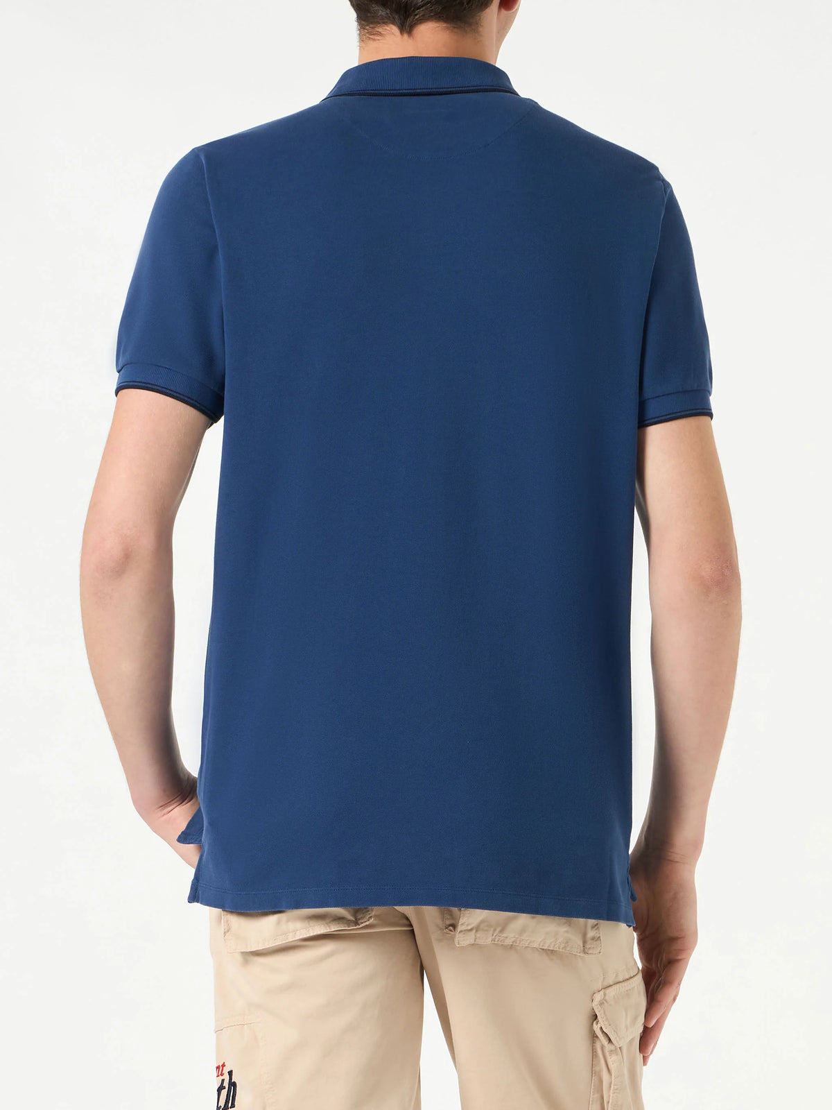 Blue denim piquet polo with St. Barth logo