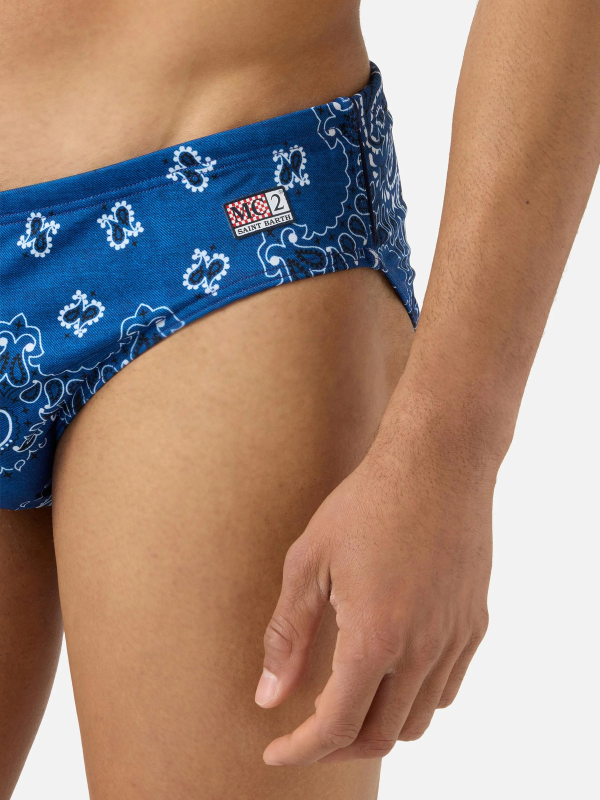 Cayo navy bandanna print swim briefs