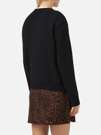 Kyla wool sweater in black with Après jacquard
