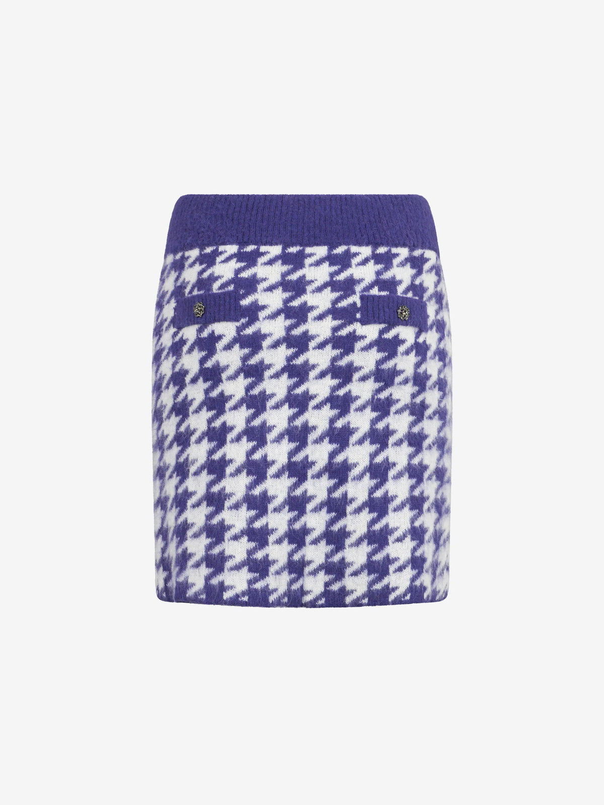 Purple Chatel knitted skirt with pied de poule pattern