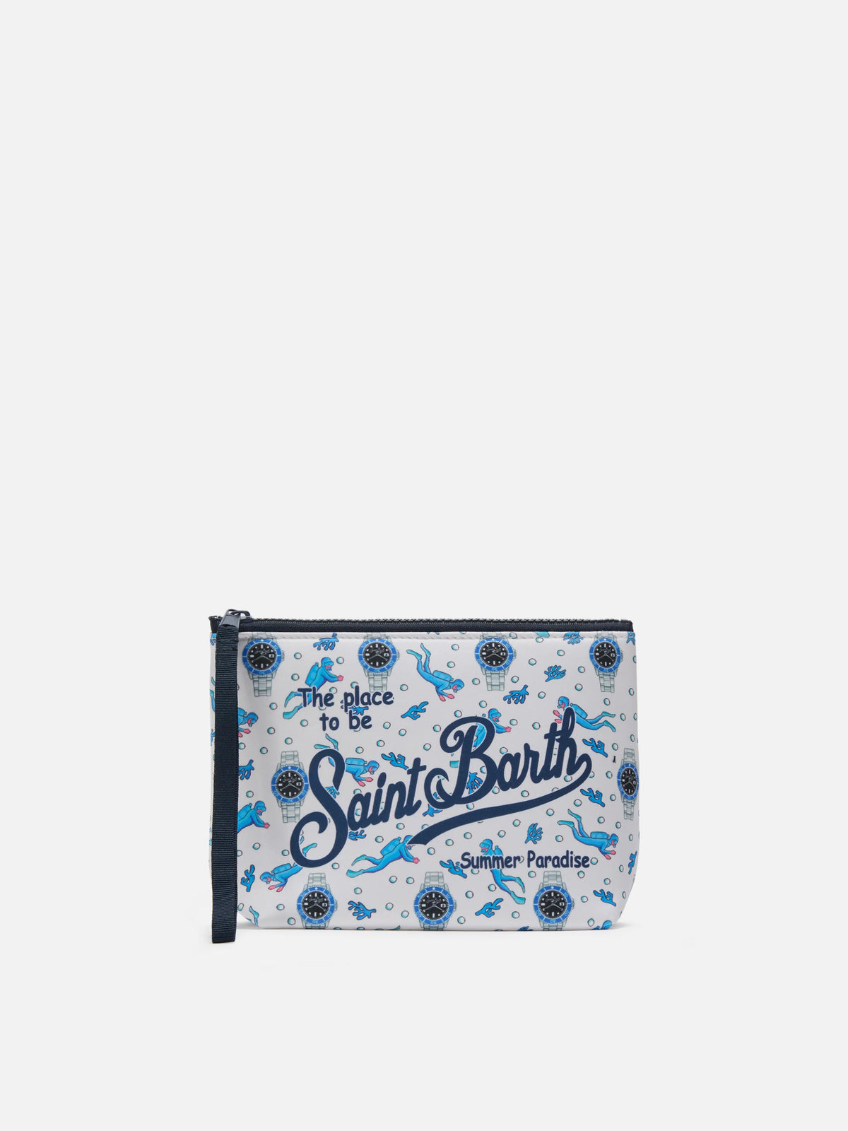 Aline scuba pouch with diver and watch print
