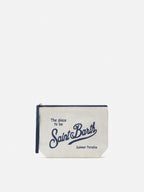 Aline white solid color linen pouch