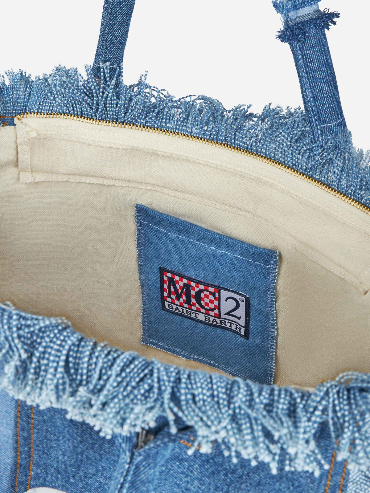 Denim patchwork cotton canvas Vanity tote bag