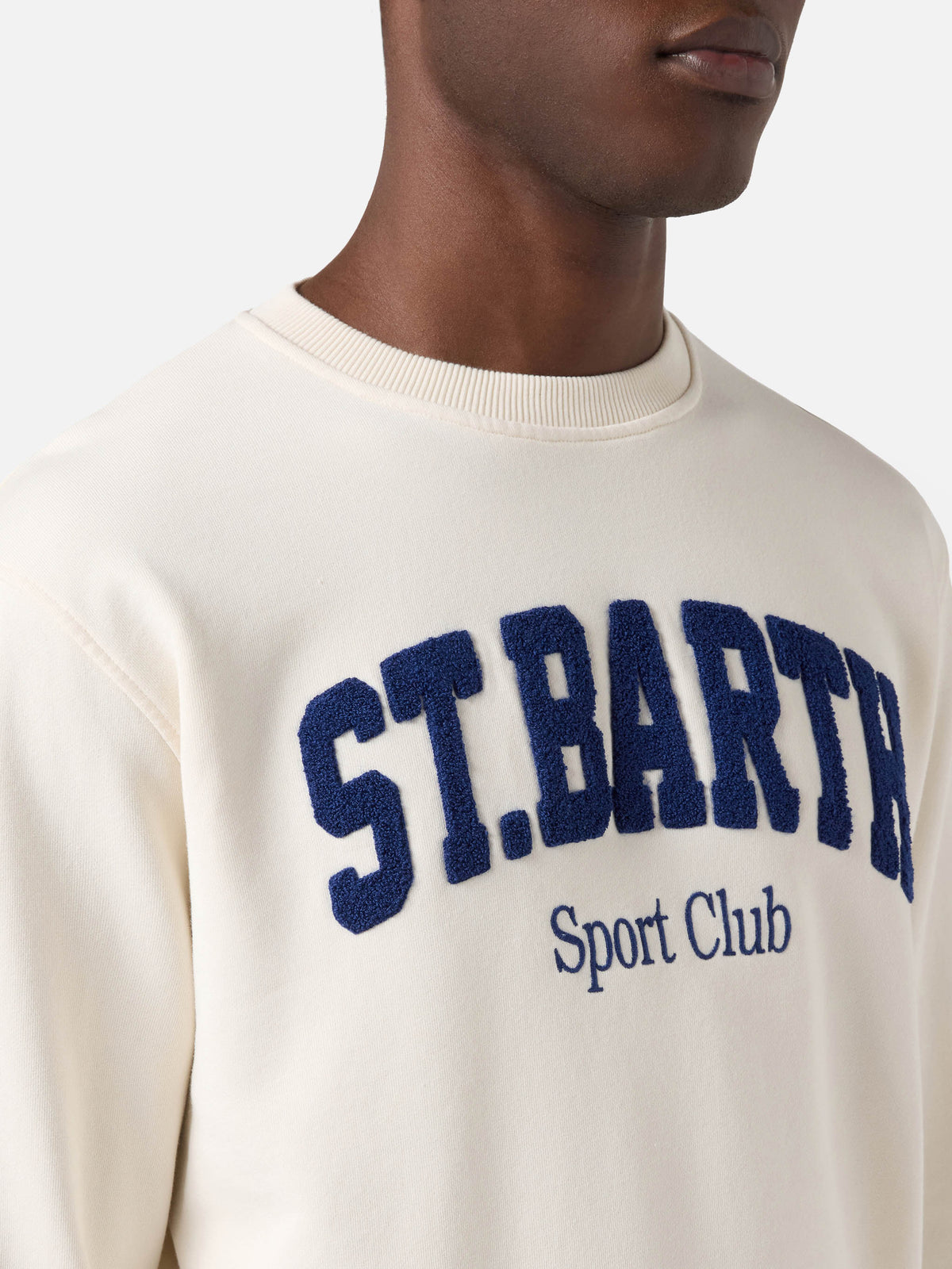 Cream Ponza cotton sweatshirt with Sport Club raised terry-effect logo