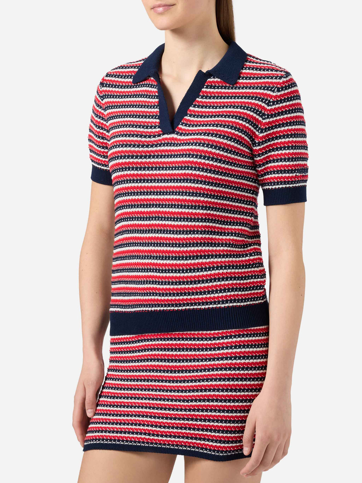 Striped Delma Ridge cotton knit mini skirt