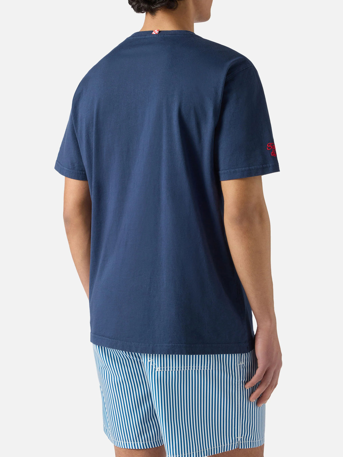 Blue Portofino T-shirt with L'estate Sta Finendo embroidery