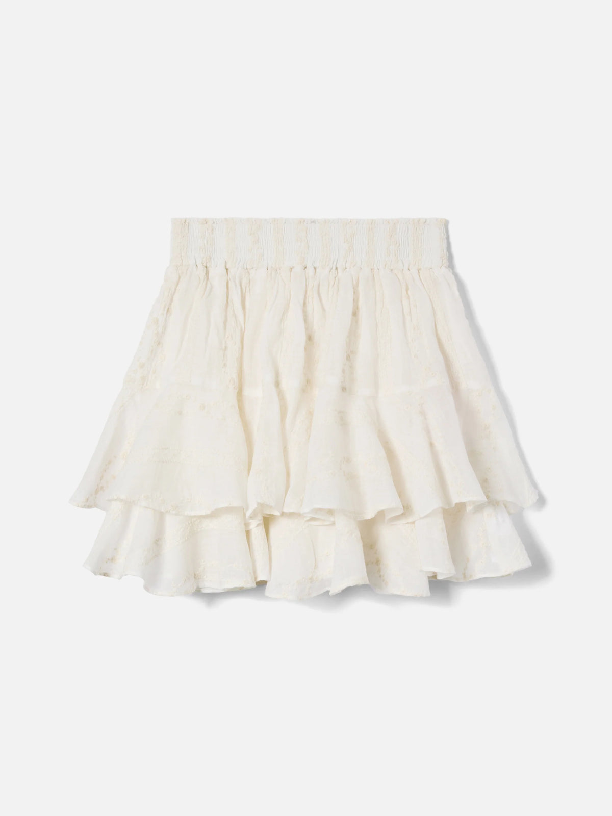 Beige Eivissa short ramie skirt with embroidery