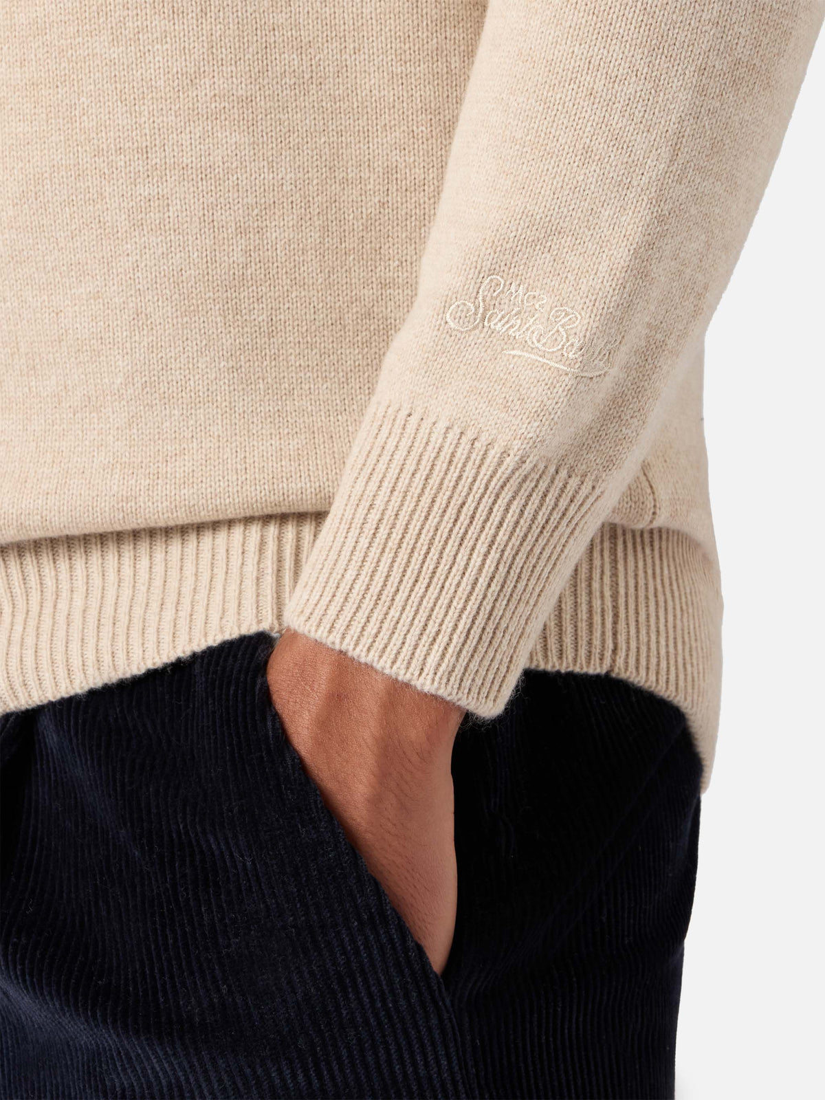 Beige pure-wool knit polo Covent