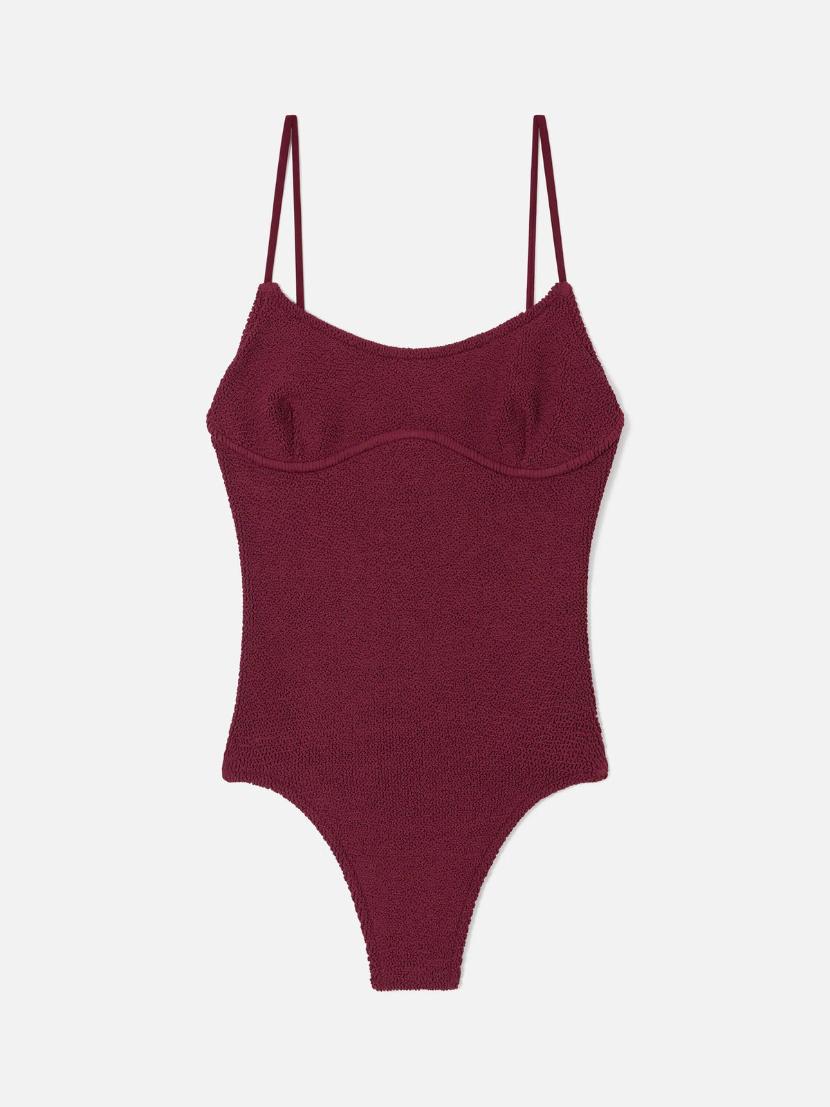 Dara one-piece swimsuit in burgundy crinkle fabric