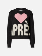 Kyla wool sweater in black with Après jacquard