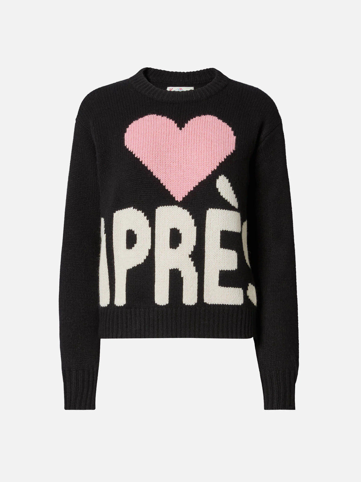 Kyla wool sweater in black with Après jacquard