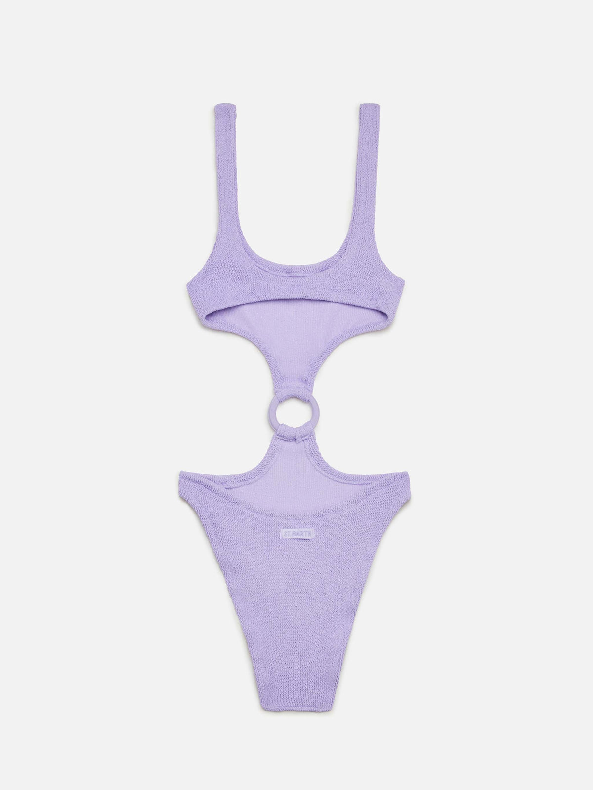 Laurel crinkle lurex lilac cut-out one-piece swimsuit