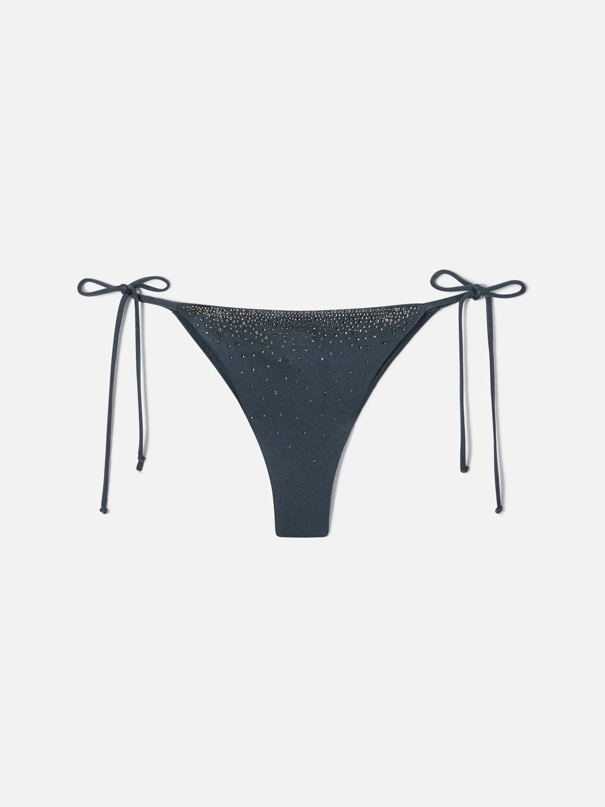 Annabelle Marielle dark grey glossy finish bikini with rhinestone details