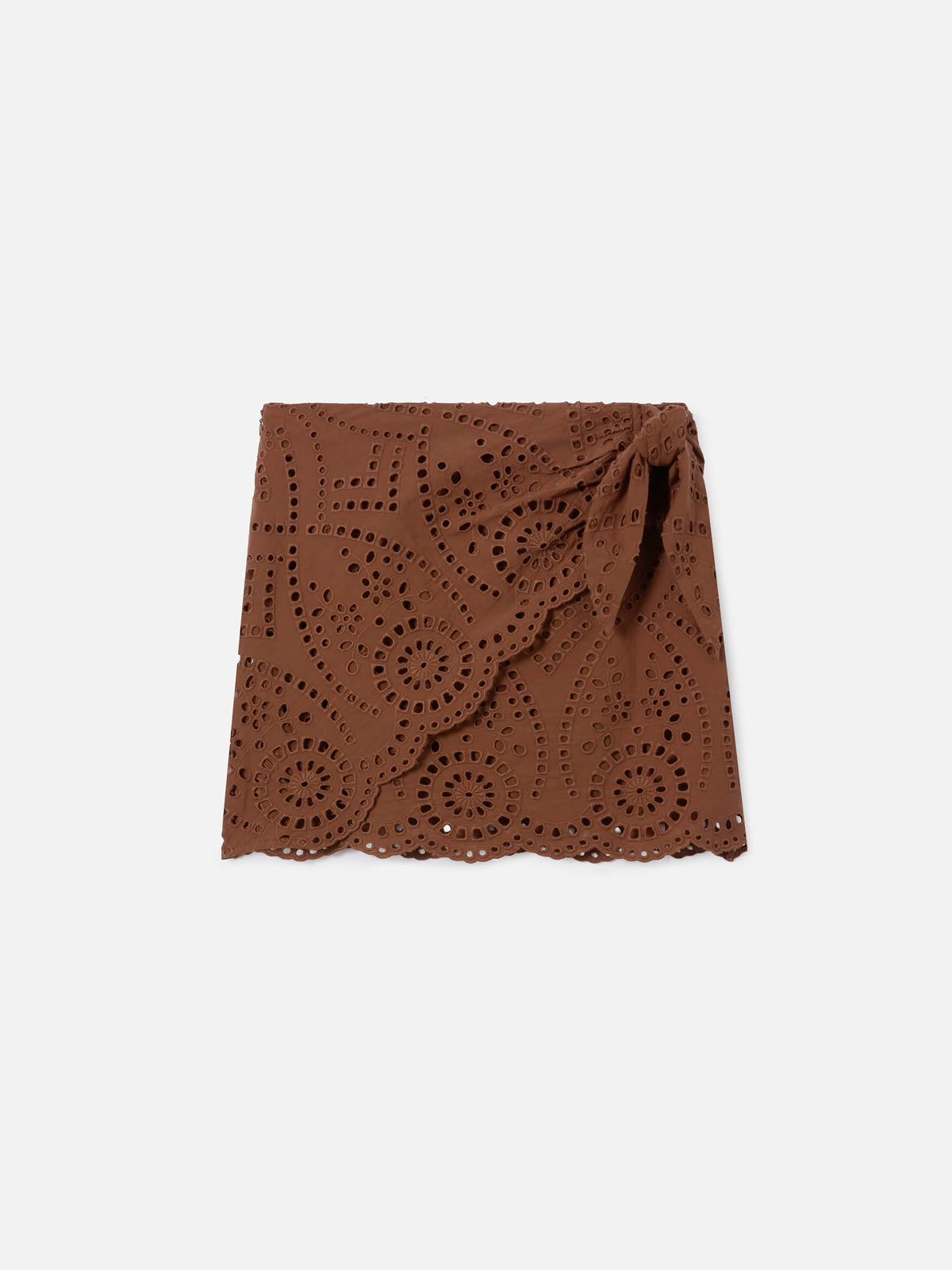Brown Nyra broderie anglaise mini skirt