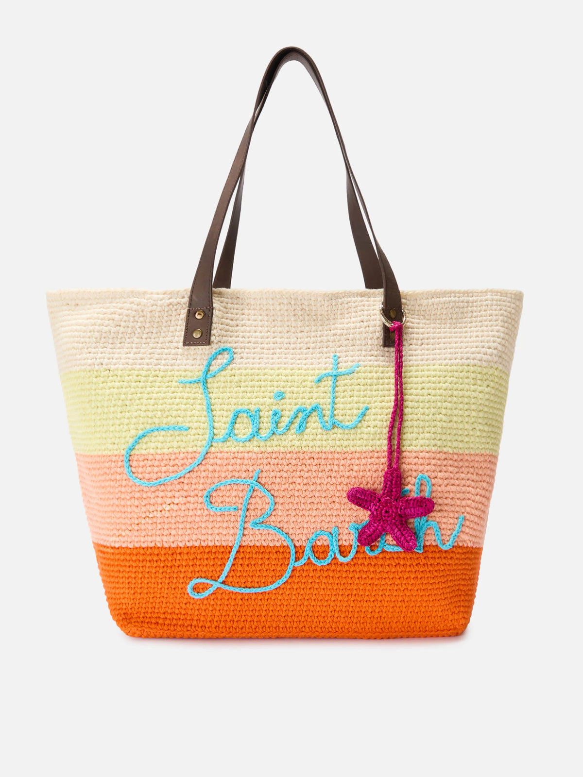 Bag Charm with mini star fish in raffia