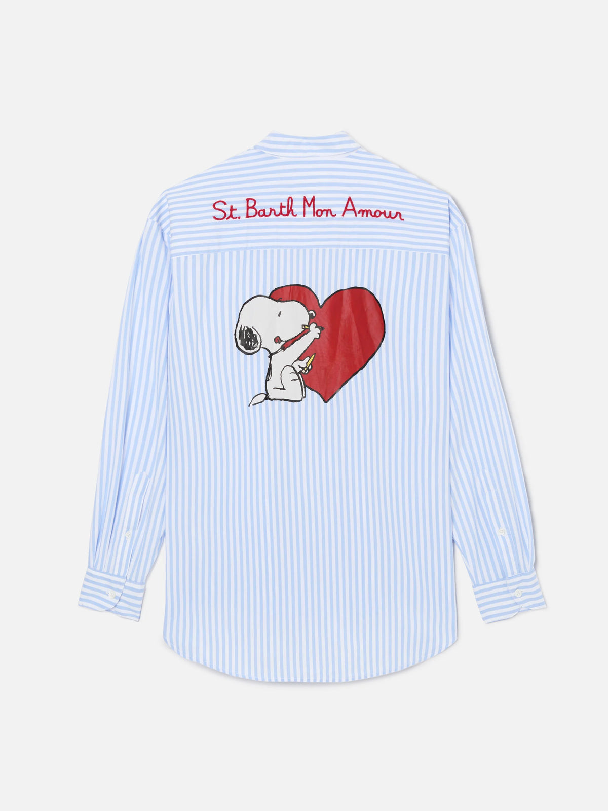 Brigitte light blue striped shirt with Snoopy print | Special Edition
