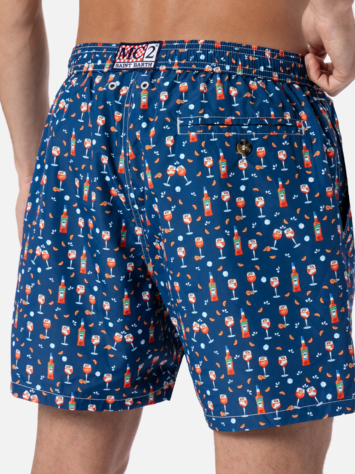 Lightweight fabric swim shorts Lighting with Aperol spritz print | APEROL SPECIAL EDITION
