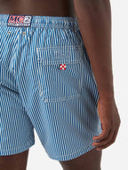 Syros swim shorts with white and blue striped pattern
