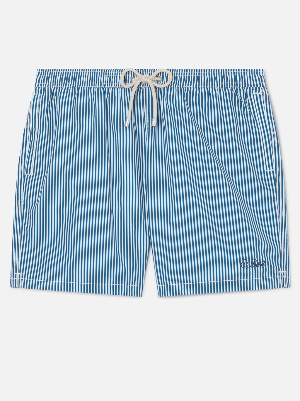 Syros swim shorts with white and blue striped pattern